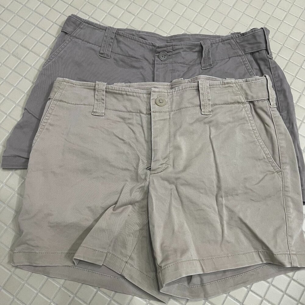 Lot 2 Pair London Jean Chino Shorts 6 Adjustable Waist 5" Inseam Casual Cotton